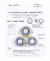 ERSATZ SCHERKPFE INCL. HALTERINGEN, ALTERNATIV ZU PHILIPS SH71 / 91 / 98